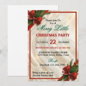 Beautiful Red Bow and Ribbon Christmas Party 招待状 (正面/裏面)