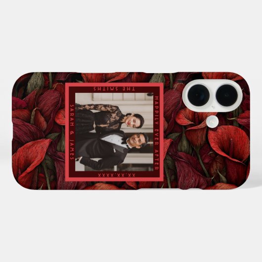 Beautiful Red Calla Lilies Rustic Wedding Case-Mate iPhoneケース (裏面 (横))
