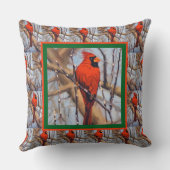 Beautiful Red Cardinal Bird in Winter クッション (裏面)