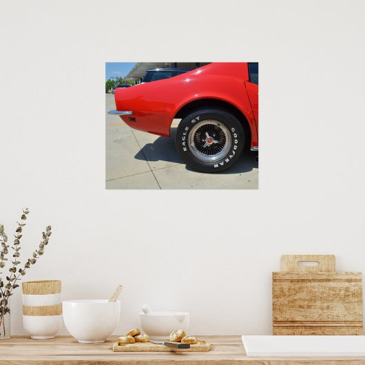 Beautiful red Chevrolet Corvette C3. ポスター (キッチン)