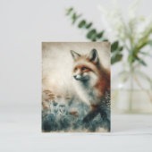 Beautiful Red Fox Watercolor ポストカード (スタンド正面)