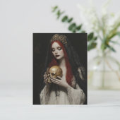 Beautiful Red Haired Woman With a Skull ポストカード (スタンド正面)