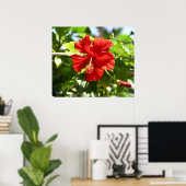 Beautiful Red Hawaiian Hibiscus Flower Poster ポスター (ホームオフィス)