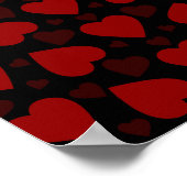 Beautiful red heart pattern on black  ポスター (角)