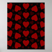 Beautiful red heart pattern on black  ポスター (正面)