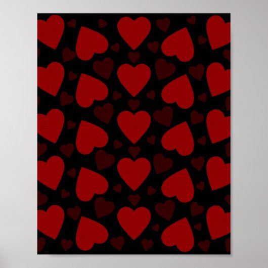 Beautiful red heart pattern on black  ポスター (正面)