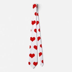 Beautiful red hearts printed white  ネクタイ