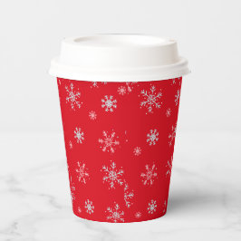 Beautiful Red illustrative snowflake Red Backgroun 紙コップ