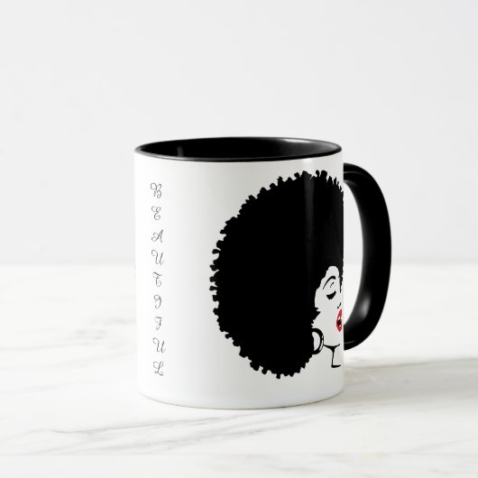Beautiful Red Lip Afro Mug マグカップ (正面右)
