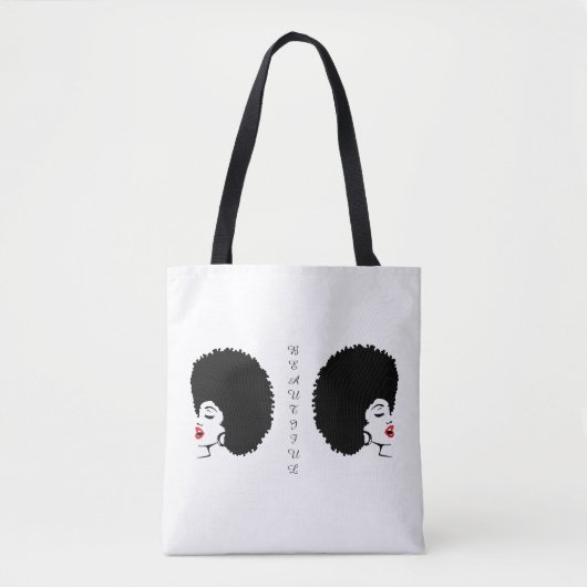 Beautiful Red Lip Afro tote bag トートバッグ (正面)