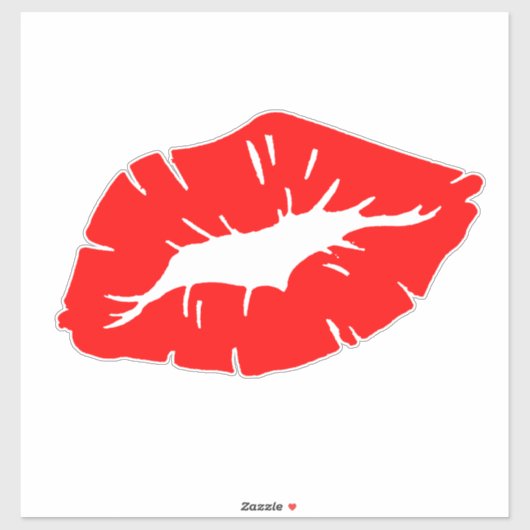 Beautiful Red Lipstick Kiss Isolated シール (シート)