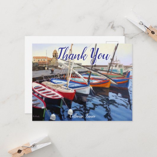 Beautiful Red Orange Blue Green Boats in Collioure (正面/裏面インサイチュ)