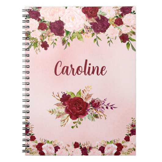 Beautiful Red & Pink Roses Personalized ノートブック (正面)