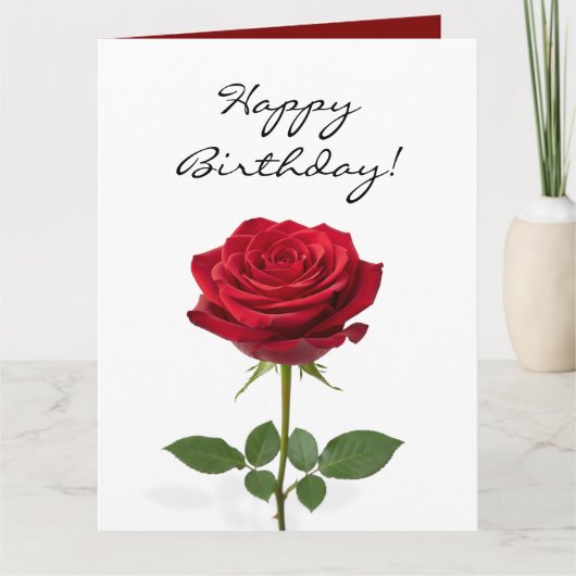 Beautiful red rose flower romantic Birthday card カード (正面)