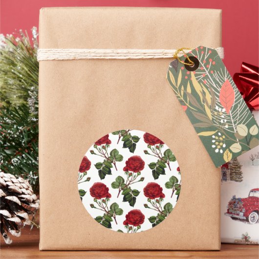 Beautiful Red Roses ラウンドシール (クリスマス)