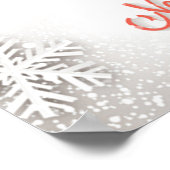 Beautiful Red & White Typography Snowflakes ポスター (角)