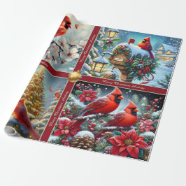 Beautiful Red Winter Cardinals Wrapping Paper ラッピングペーパー