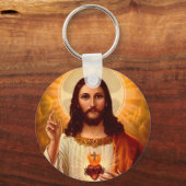 Beautiful religious Sacred Heart of Jesus image キーホルダー (正面)