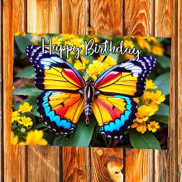 Beautiful Resting Butterfly Design Happy Birthday カード