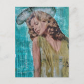 Beautiful Retro lady Mixed media collage ポストカード (正面)