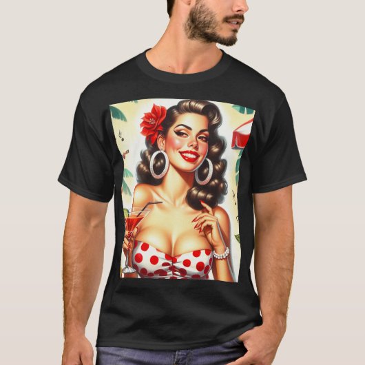 Beautiful Retro Woman Illustration Tシャツ (正面)