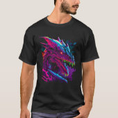 Beautiful Retrowave Dragon  Fantasy Cool Festival Tシャツ (正面)