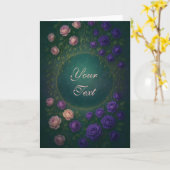 Beautiful Romantic Purple and Pink Roses カード (黄色い花)