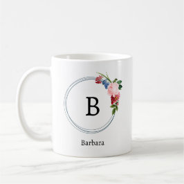 Beautiful Romantic Spring Monogram Flowers コーヒーマグカップ