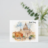 Beautiful Rome Italy Watercolor Painting ポストカード (スタンド正面)