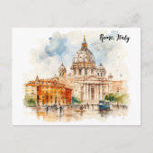 Beautiful Rome Italy Watercolor Painting ポストカード (正面)