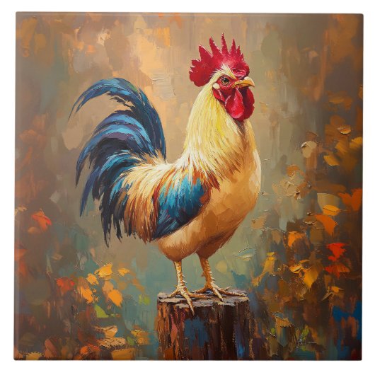 Beautiful Rooster Painting タイル (正面)