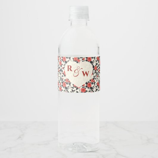 Beautiful Rose Fancy Wedding Water Bottle Label ペットボトルラベル (正面)