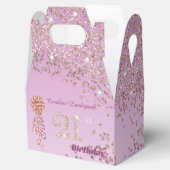 Beautiful Rose Gold Glitter Ribbon 21st Birthday フェイバーボックス (オープン)