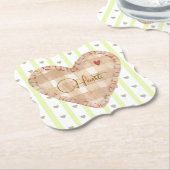 Beautiful rustic heart and adorable matching green ペーパーコースター (アングル)