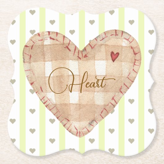 Beautiful rustic heart and adorable matching green ペーパーコースター (正面)