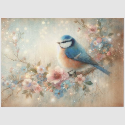 Beautiful Rustic Shabby Chic Bluebird Decoupage 薄葉紙 (正面)