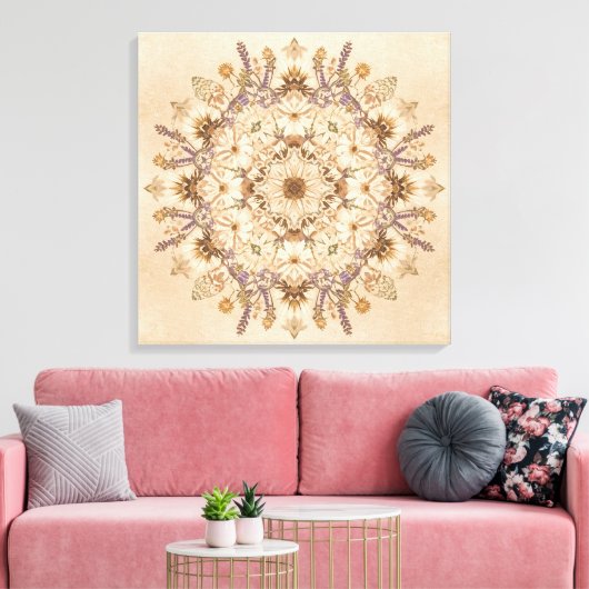 "Beautiful Sacred Mandala Wall Art キャンバスプリント (インサイチュ (リビング))