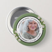 Beautiful Sage Green Floral In Loving Memory of  缶バッジ (正面&裏面)
