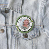 Beautiful Sage Green Floral In Loving Memory of  缶バッジ (インサイチュ)