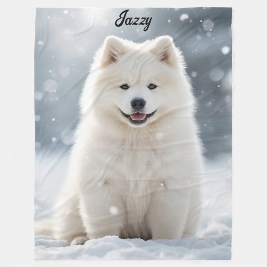 Beautiful Samoyed Personalized フリースブランケット (正面)