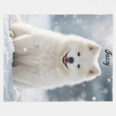 Beautiful Samoyed Personalized フリースブランケット (正面(横))