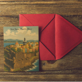 Beautiful San Juan Puerto Rico Retro Art ポストカード