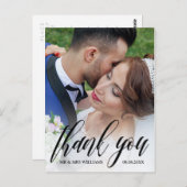 Beautiful Script Overlay結婚's Photo Thank You ポストカード (正面/裏面)