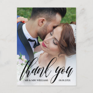 Beautiful Script Overlay結婚's Photo Thank You ポストカード