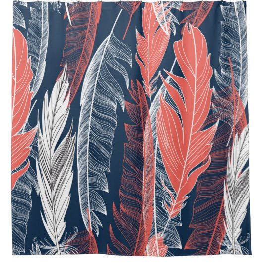 Beautiful seamless graphic pattern of feathers シャワーカーテン (正面)