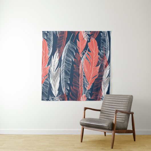 Beautiful seamless graphic pattern of feathers タペストリー (インサイチュ)