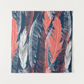 Beautiful seamless graphic pattern of feathers タペストリー (正面)