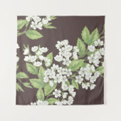 Beautiful seamless spring pattern with green branc タペストリー (正面(横))