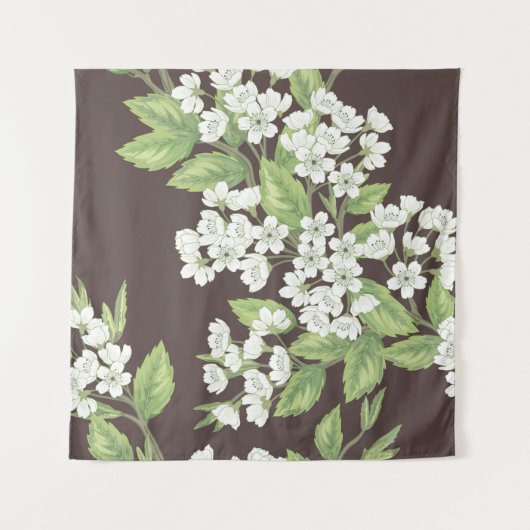 Beautiful seamless spring pattern with green branc タペストリー (正面)