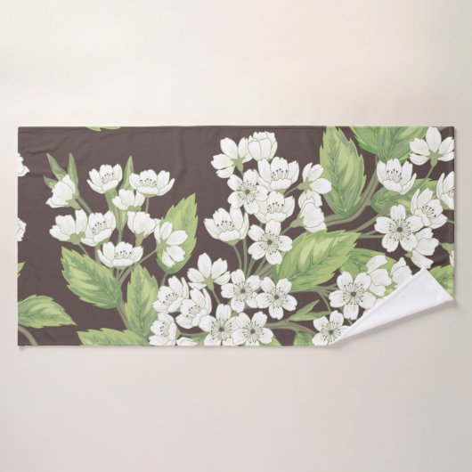 Beautiful seamless spring pattern with green branc バスタオル (バスタオル)